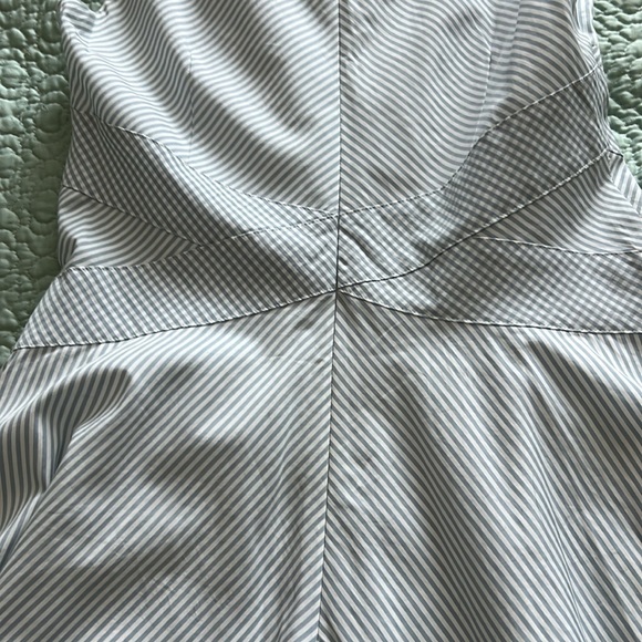 Ann Taylor fit and flare dress blue and white stripe. - Picture 5 of 8